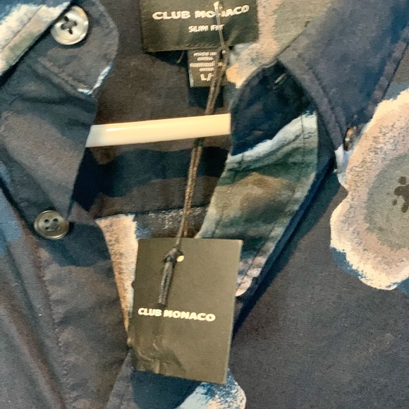 Vintage Club Monaco Men's Flower Print Shirt in blue, a size Large in a slim fit - Picture 3 of 3